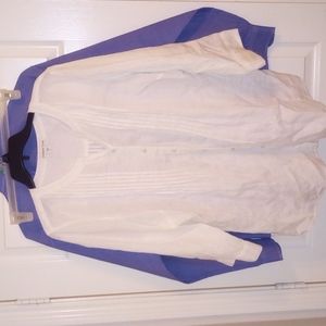 coldwater Creek White Linen top 1x 3/4 sleeve